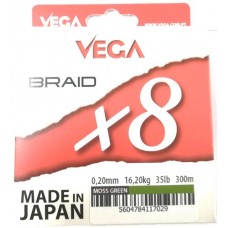 LINHA VEGA BRAID X8 GREEN 16.20 KG / 0.20 MM / 300 MT